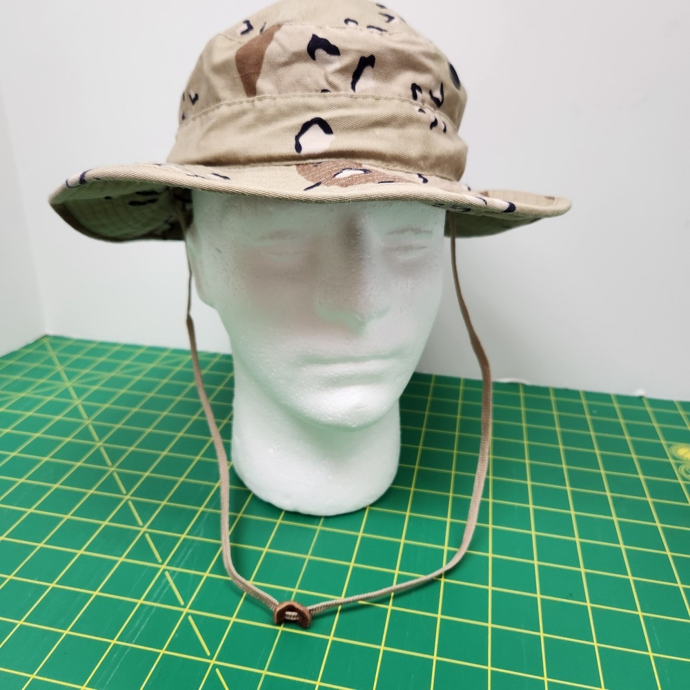 US Military 6 Color Chocolate Chip Desert Camo Jungle Hat Sz 7? Missing Tag Flaw